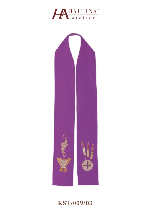 Stuła haftowana symbol Kielicha, winogron i kłosa