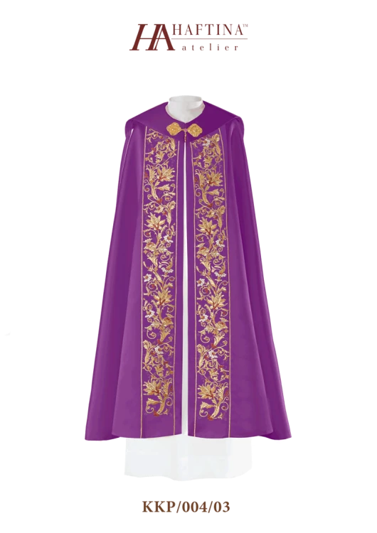 Kapa liturgiczna z haftem wypukłym.