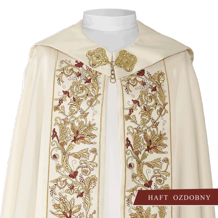 Kapa liturgiczna z haftem wypukłym.