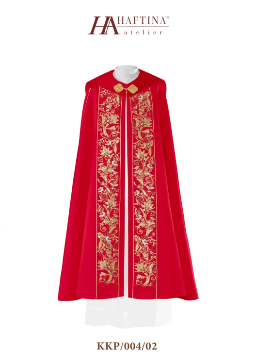 Kapa liturgiczna z haftem wypukłym.