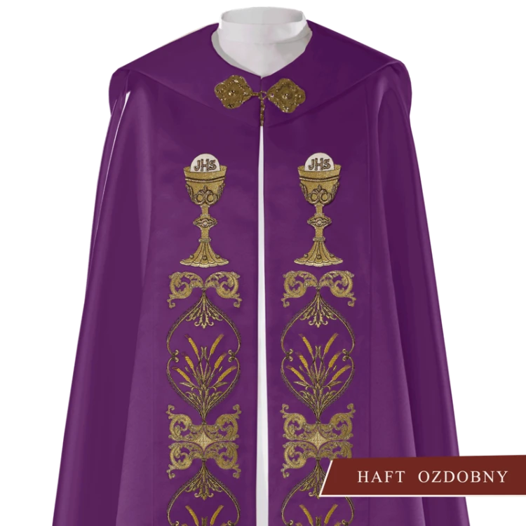 Kapa haftowana symbolem kielicha i IHS.