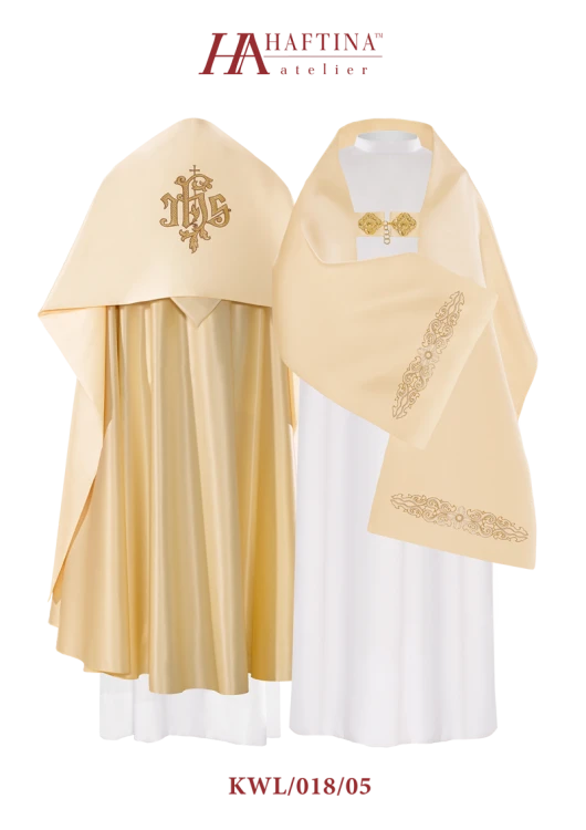 Welon bogato haftowany z symbolem IHS.