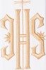 Stuła diakońska z haftowanym symbolem IHS.