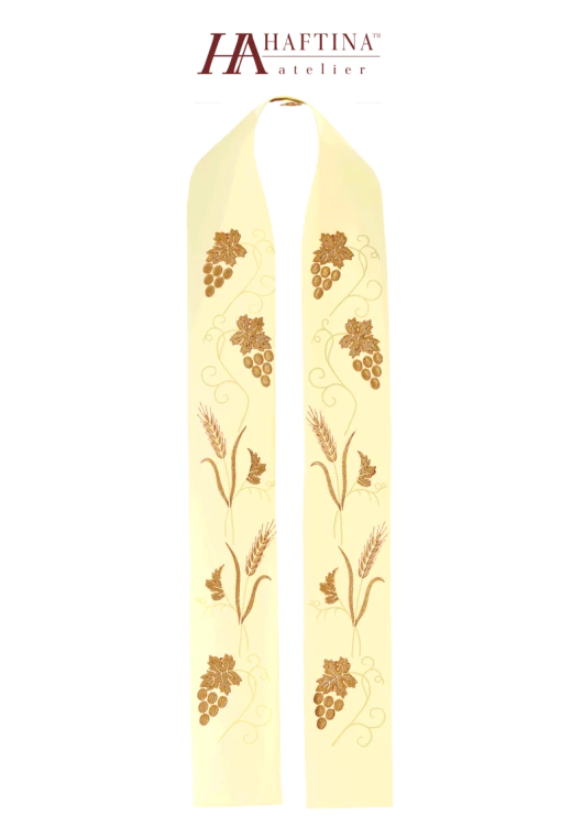 Stuła haftowana z symbolem winogron.