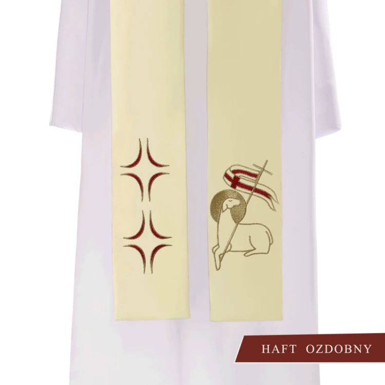 Stuła haftowana z Barankiem.