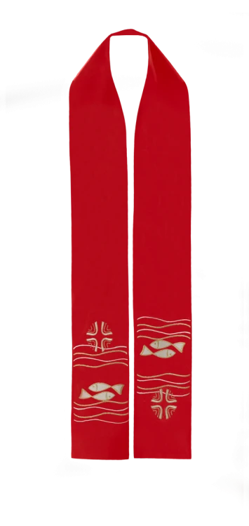 Stuła haftowana z symbolem Ryby