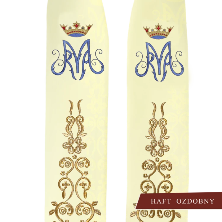 Stuła Maryjna z bogatym haftem.