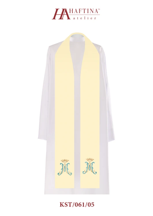 Stuła haftowana - symbol Maryjny