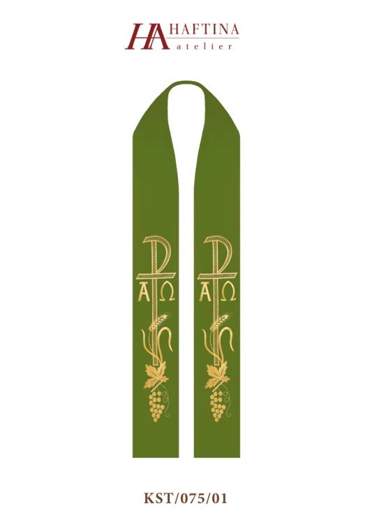 Stuła haftowana symbol Alfa i Omega