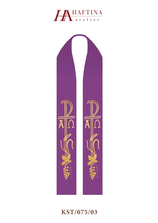 Stuła haftowana symbol Alfa i Omega