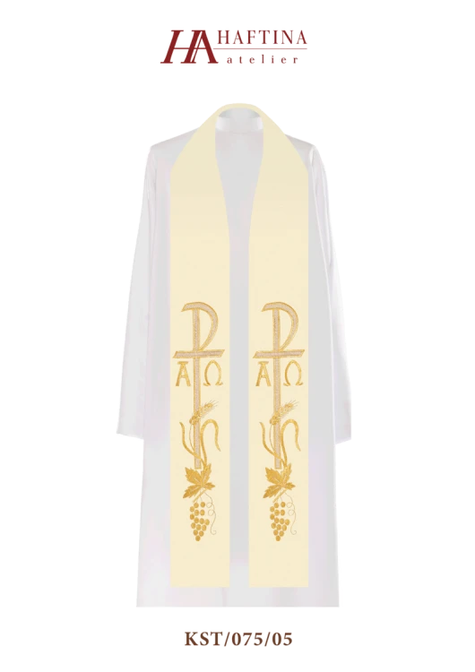 Stuła haftowana symbol Alfa i Omega