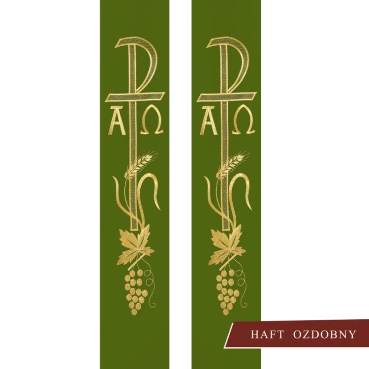 Stuła haftowana symbol Alfa i Omega