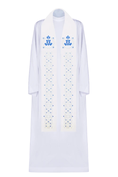 Maryjna stuła haftowana z kamieniami.