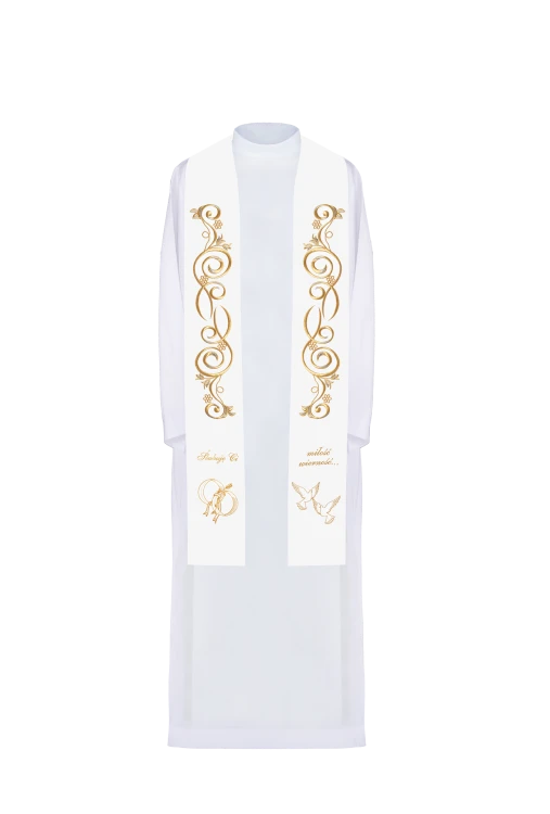 Ślubna stuła haftowana z napisem "Ślubuję Ci wierność"