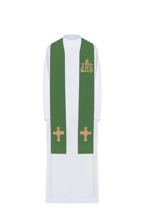Stuła liturgiczna z IHS i symbolem Krzyża.