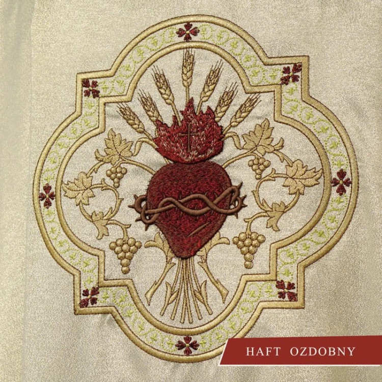 Ornat haftowany - emblemat symbol SERCE i KIELICH