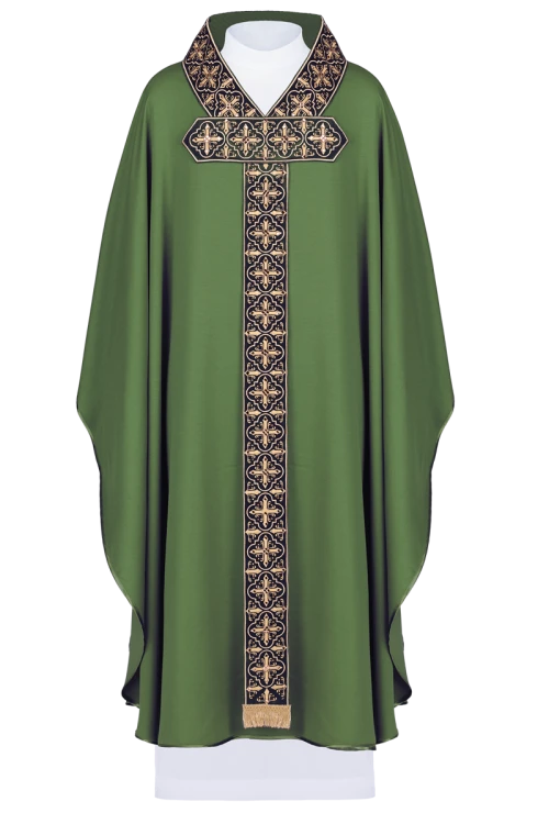 Ornat haftowany z symbolem Krzyża i kamieniami fasetowanymi