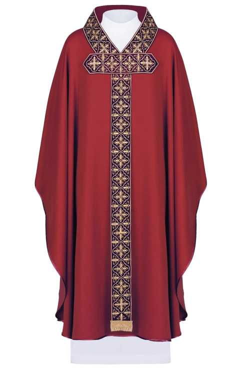 Ornat haftowany z symbolem Krzyża i kamieniami fasetowanymi