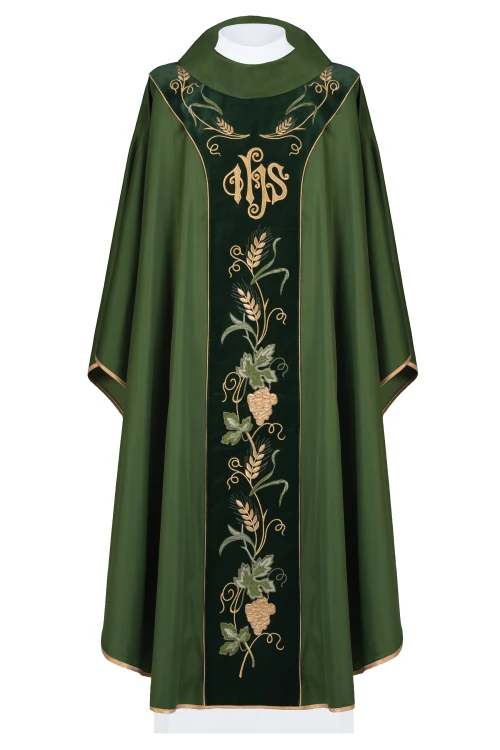 Ornat haftowany - IHS, winogrona i kłosy