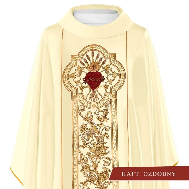 Ornat haftowany - symbol SERCE i PAX +bogate zdobienia