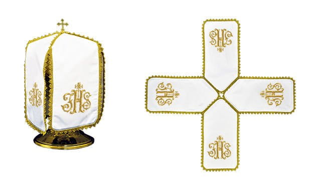 Embroidered veil for ciborium with IHS symbol