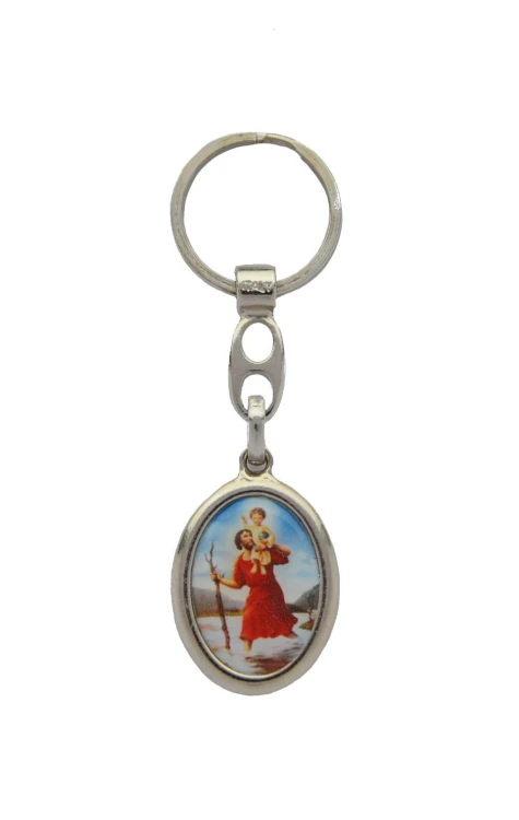 Keychain with Archangel Michael and Saint Christopher.