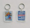 Transparent keychain with Saint Christopher made of plexiglass