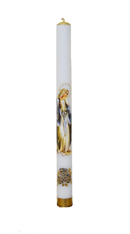 Rorate mass candle with Our Lady Immaculate