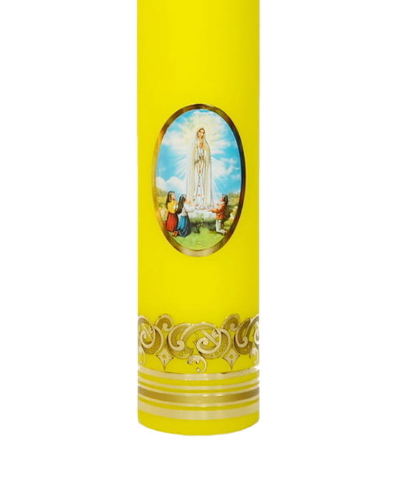 Świeca ołtarzowa z Matką Bożą Fatimską.