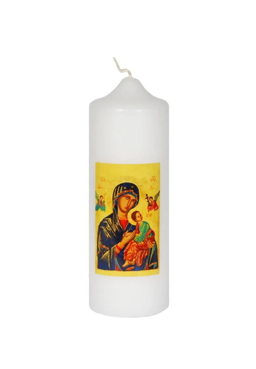 White Little candle Our Lady of Perpetual Help.