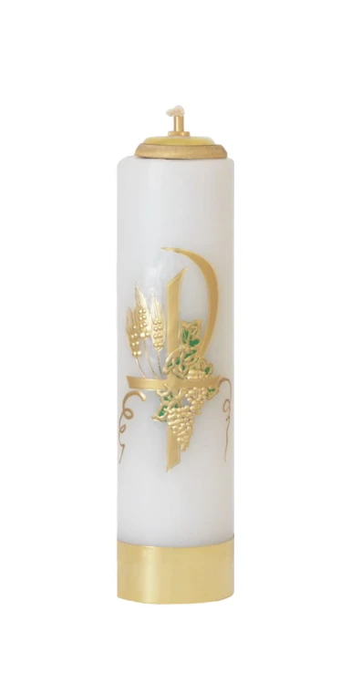 Oil Church Candle - Eucharistic symbols.