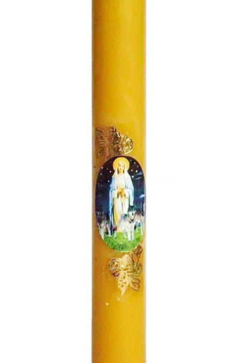 Our Lady of Candles average wax candle.