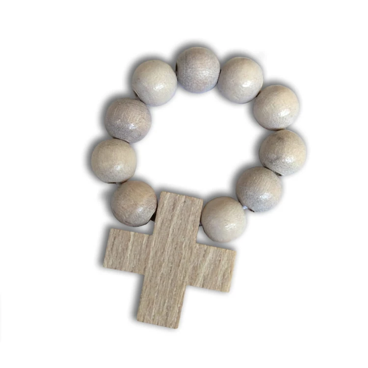 White wooden one-decade rosary