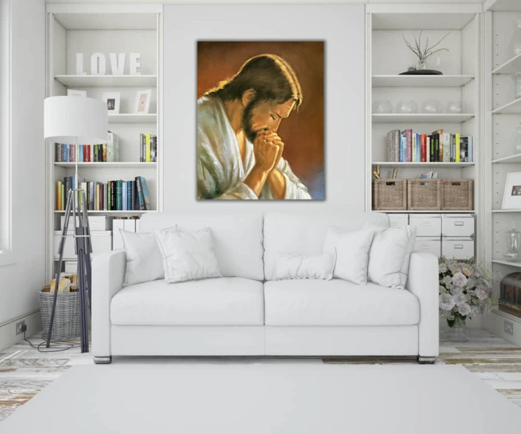 Christ in prayer, print on canvas
