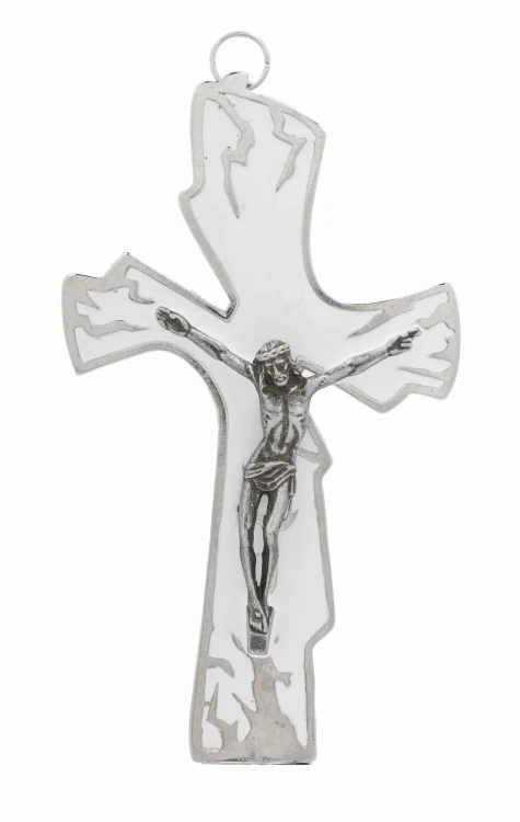 Kolorowy krzyż metalowy do powieszenia.