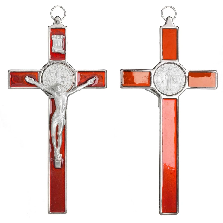 Hanging cross of St. Benedict with resin filling
