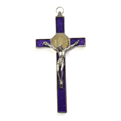 Hanging metal cross with IHS