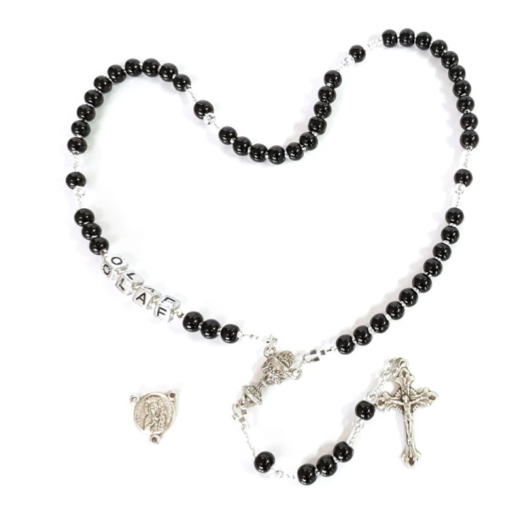 Black rosary with name