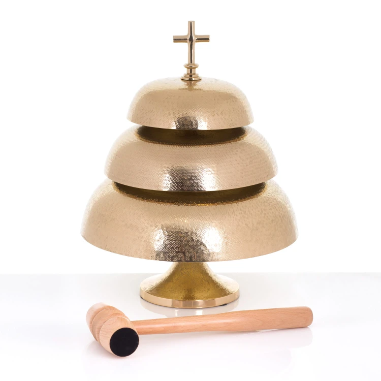 Gong mszalny mosiężny, potrójny