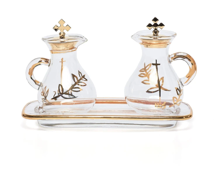 Ampułki komplet na szklanej tacy