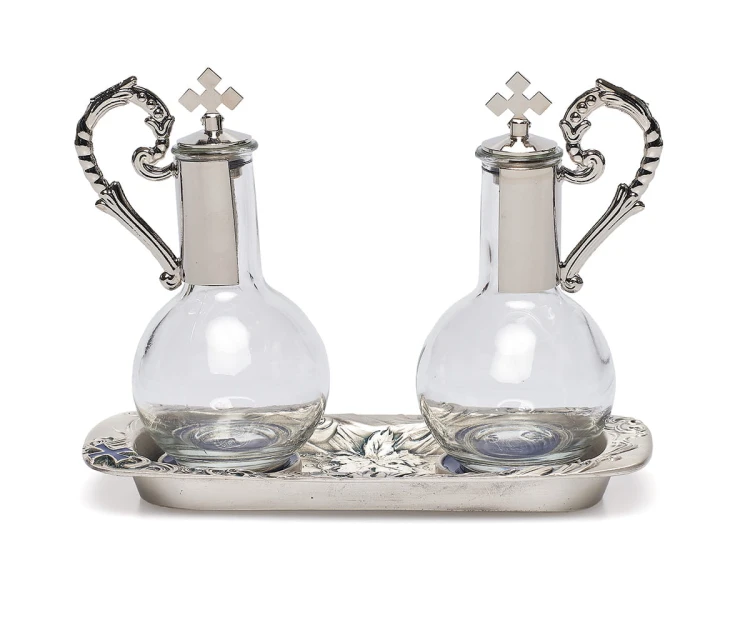 Ampułki magnetyczne komplet na niklowanej tacy