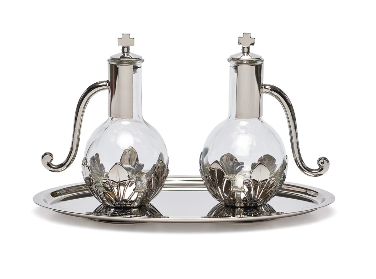 Ampułki posrebrzany komplet na tacy
