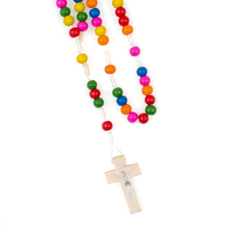 Kolorowy różaniec drewniany dla dzieci