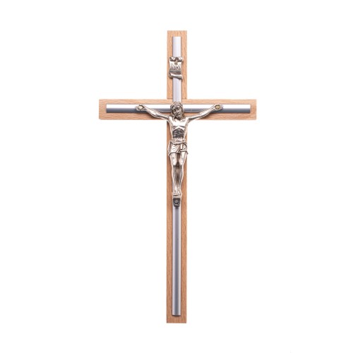 Wooden cross with metal band, 26 cm