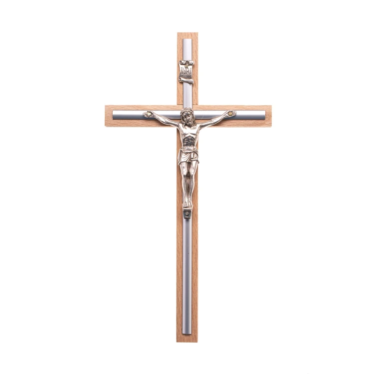 Drewniany krzyż z taśmą, 26 cm