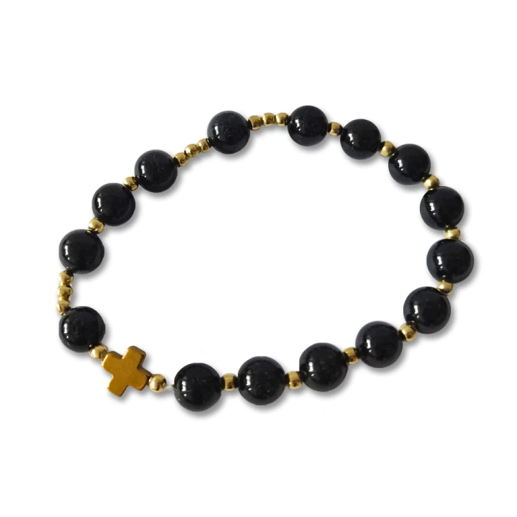 Bransoletka religijna z kamienia Onyx.