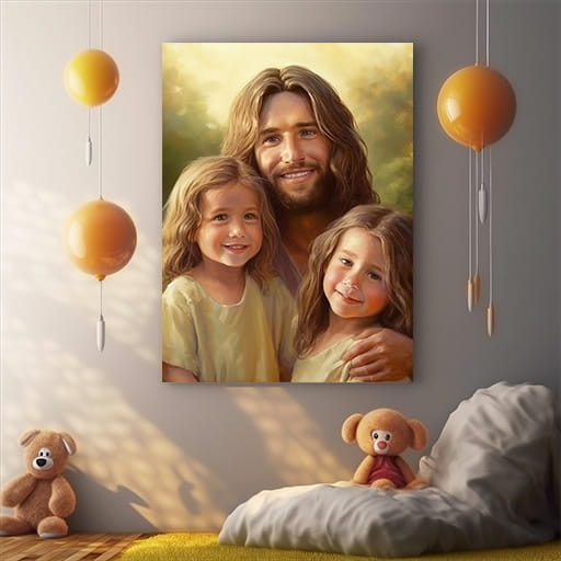 Jezus z dziecmi 3 obraz na płótnie Art Christiana wiz.jpg