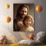 Jesus with a boy- touching painting on canvas