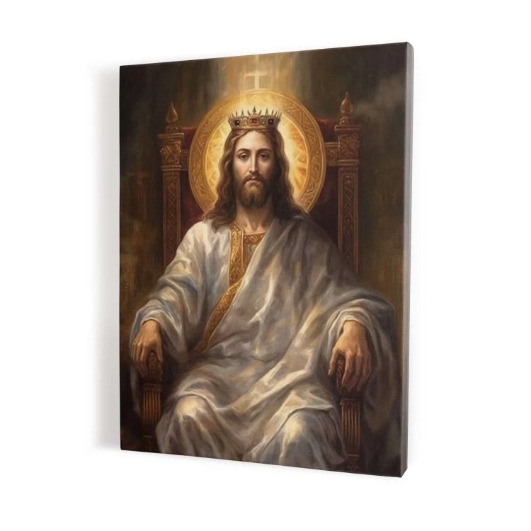 Christ the King on the throne - majestic painting on canvas