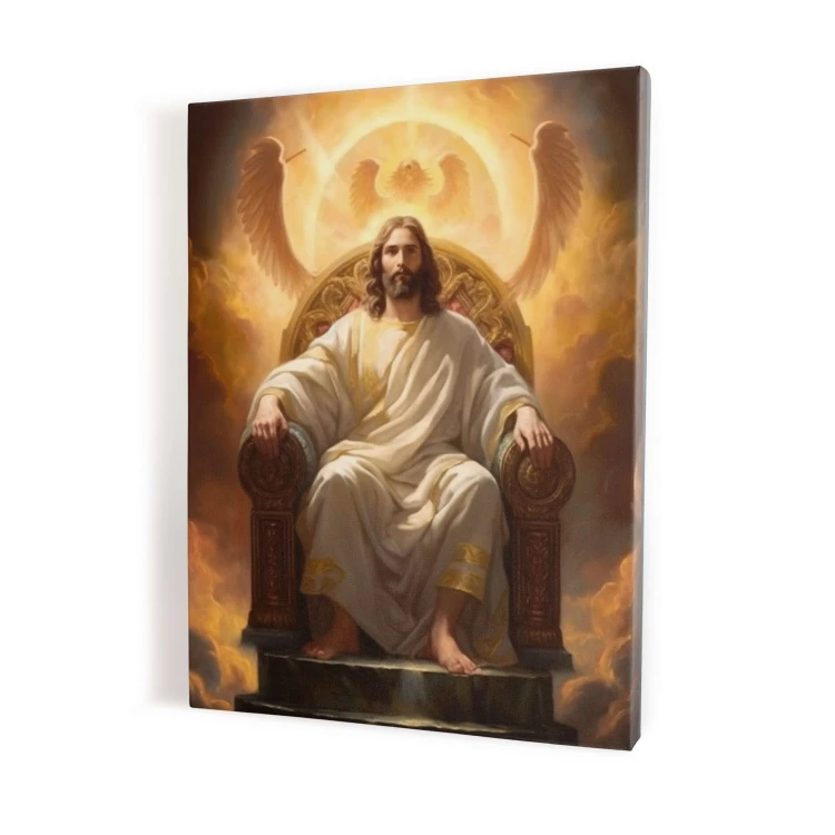 Christ the King on the throne - majestic painting on canvas